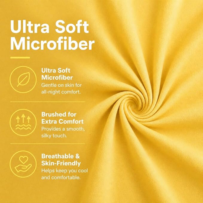 EVOLIVE Body Pillow Cover 21"x54", Ultra Soft Microfiber Pillowcase with Hidden Zipper, Breathable, Machine Washable, for Side Sleepers, Cover Only (21"x54" Body Pillow Cover, Yellow)