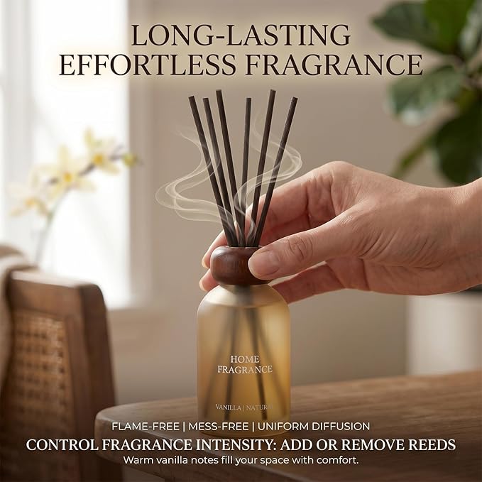 Reed Diffuser Set for Home 8.45 oz Scented Oil Diffuser with 6 Fiber Sticks, Smell Good Long Lasting Fragrance for Bathroom, Living Room, Office and Aromatherapy Gift (Cinnamon)