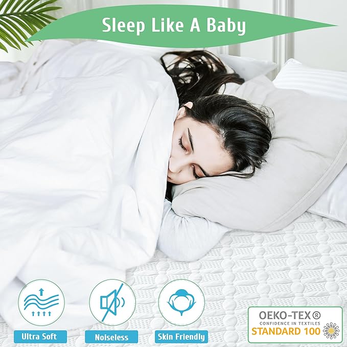 California King Mattress Protector, Soft Breathable Waterproof Cal King Mattress Pad Cover, 6-18 in Deep Pockets, 72"x84", White