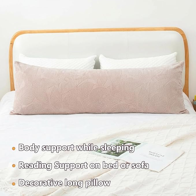1 MIDDLE ONE Body Pillow, Memory Foam Body Pillows for Adults Sleeping, Long Pillow for Bed, Big Large Firm Full Body Pillow for Side Sleeper, 20x54 Inch, Dusty Pink