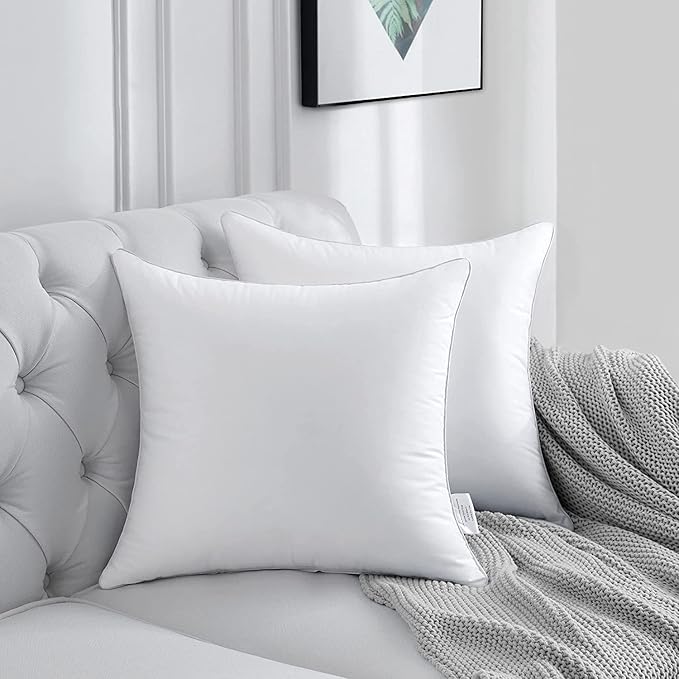 FAVRIQ 26 x 26 Euro Pillow Inserts - 26 Inch Decorative Throw Pillows for Couch Bed Sofa with 100% Cotton Cover - Pack of 2