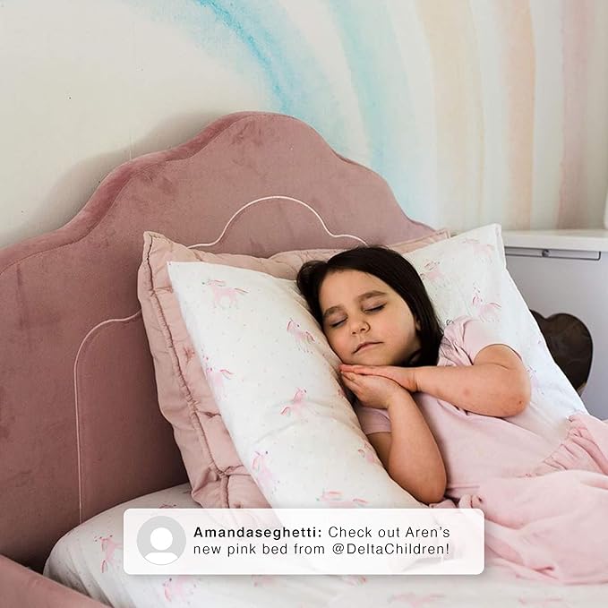 Delta Children Upholstered Twin Bed, Rose Pink