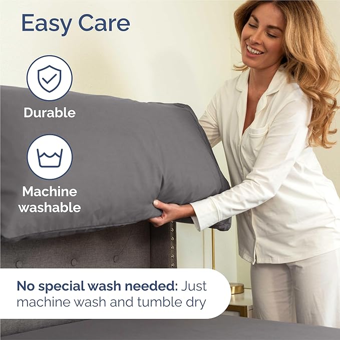 King Size 4 Piece Sheet Set - Comfy Breathable & Cooling Sheets - Hotel Luxury Bed Sheets for Women & Men - Deep Pockets, Easy-Fit, Extra Soft & Wrinkle Free Sheets - Dark Grey Oeko-Tex Bed Sheet Set