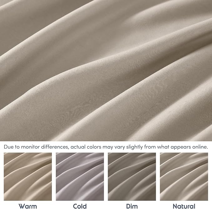 Nestl 4 Pack Linen Fitted Sheet Extra Deep Pocket, Hotel Luxury KingFitted Sheet Only Easily Fits 18 to 24 Inch Mattress, Super Soft, Wrinkle-Free and Breathable with Corner Straps