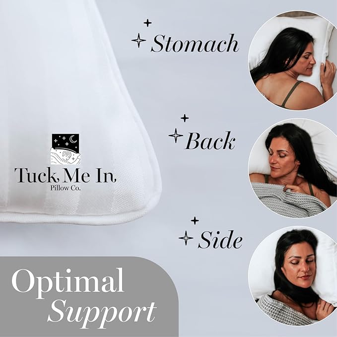 Houseify Tuck Me in Pillow Co. Down Alternative Pillows - King Sized Hypoallergenic Pillows, Set of 2 - Premium, Breathable Pillow for Side Sleepers and Back Sleepers