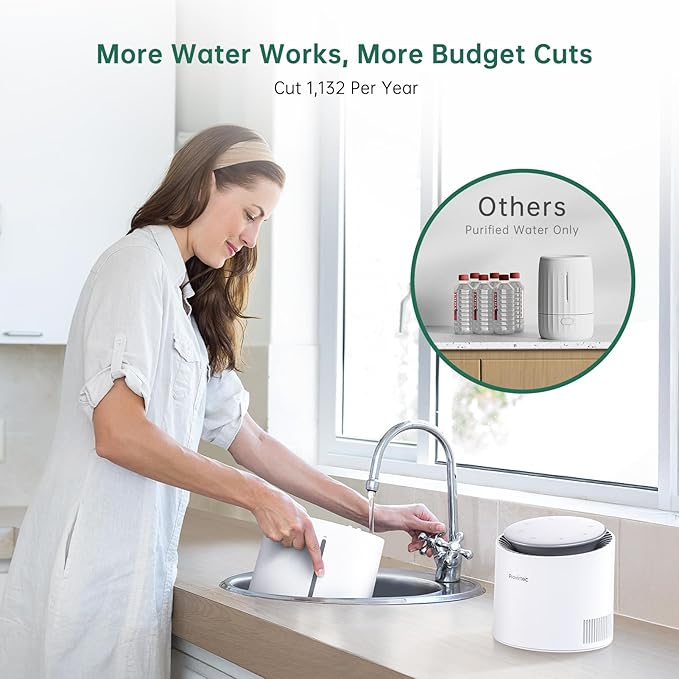 Provirtec MistFree Smart Humidifier for Bedroom, Evaporative Humidifier No White Dust, Auto Humidity & APP Control, 3L Water Tank Easy to Clean, Sleep Mode, Timing, Humidifiers for Home/Office(White)