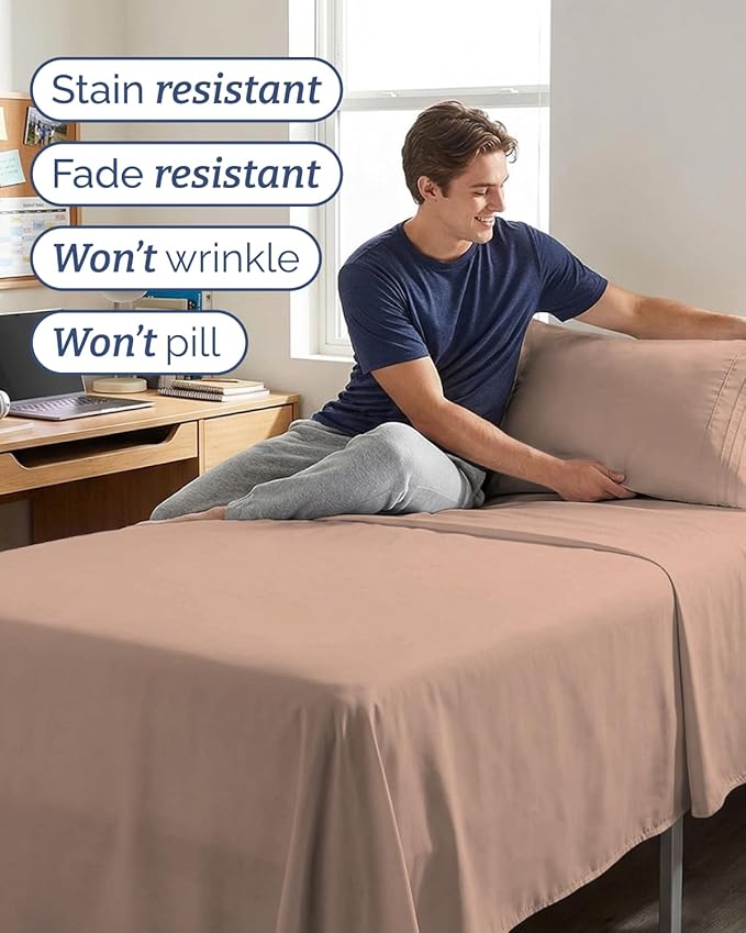 Twin XL Size 3 Piece Sheet Set - Comfy Breathable & Cooling Sheets - Hotel Luxury Bed Sheets for Women & Men - Deep Pockets, Easy-Fit, Extra Soft & Wrinkle Free Sheets - Mauve Oeko-Tex Bed Sheet Set