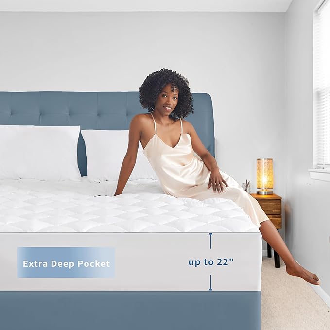 Sunflower Quilted King Mattress Protector, Mattress Pad King, Cotton Mattress Cover Waterproof, 18-22" Extra Deep Pocket Thin Version, Hypoallergenic Soft Durable