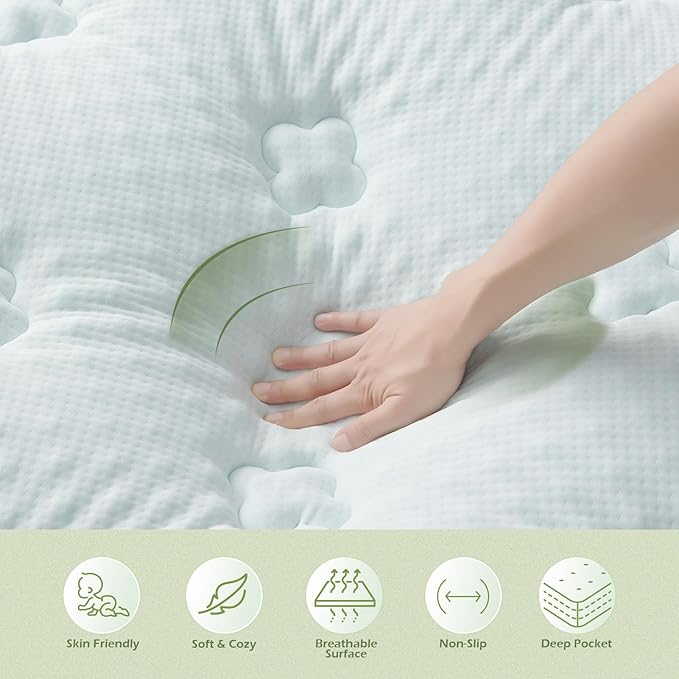 Hansleep Full Size Memory Foam Mattress Pad Topper, Full Foam Mattress Topper Viscose Derived from Bamboo, Full Bed Mattress Pad Cover for Back Pain Relief, 78" x 80", White