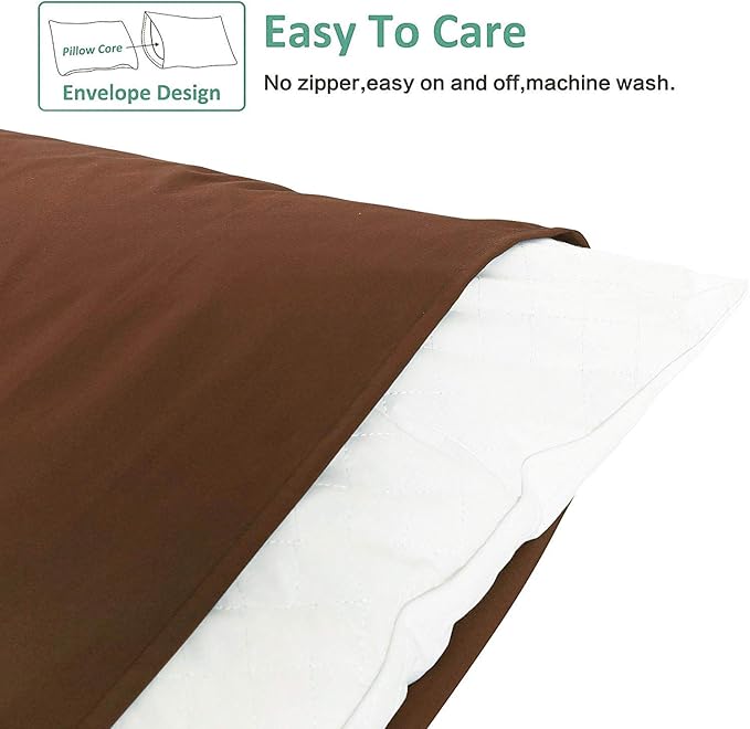 NTBAY King Pillowcase Set - 2 Pack Brushed Microfiber 20x40 Pillowcases - Soft, Wrinkle-Free, Fade-Resistant, Stain-Resistant, Brown Pillowcases with Envelope Closure - 20x40 Inches, Brown