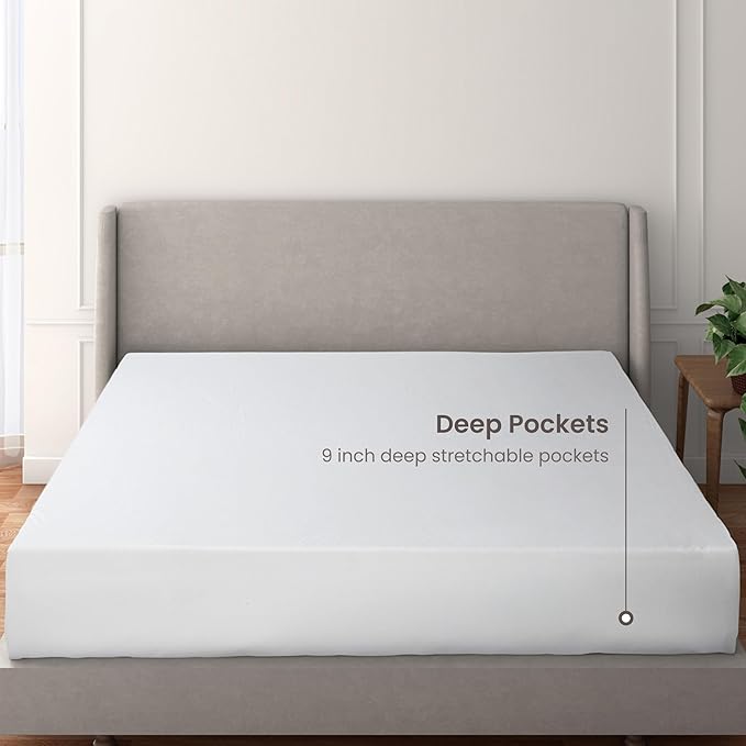 Bioweaves Organic Waterproof Mattress Protector – GOTS Certified Organic Cotton Crib Mattress Cover with Breathable Piqué Weave top Layer – 20 Inch Deep Pocket, White