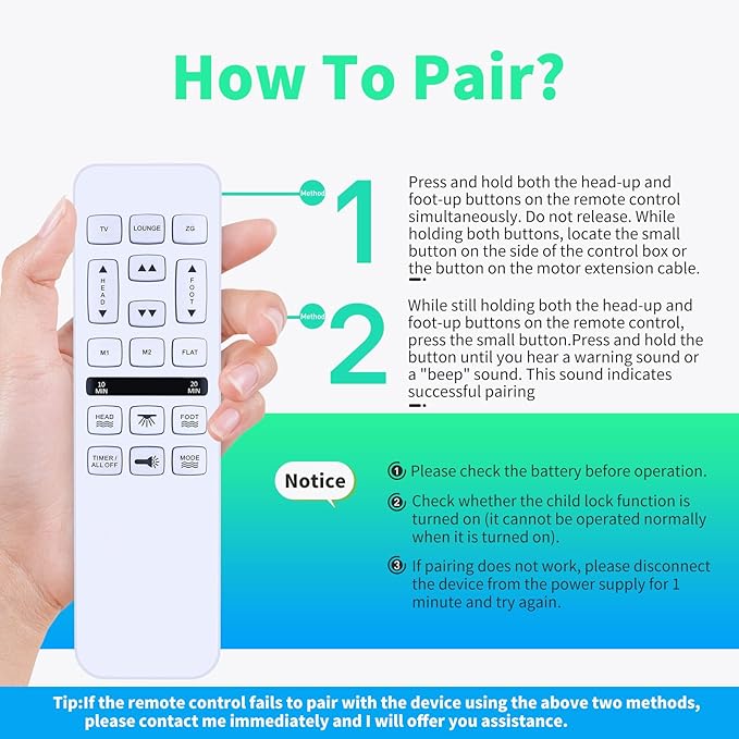 Universal Replacement Remote for Mlily/Bedtech/Richmat/Mattress Firm/iDealBed HJH55,600 or 3000 Control Box,HJC18,Custom Comfort Adjustable Bed Base