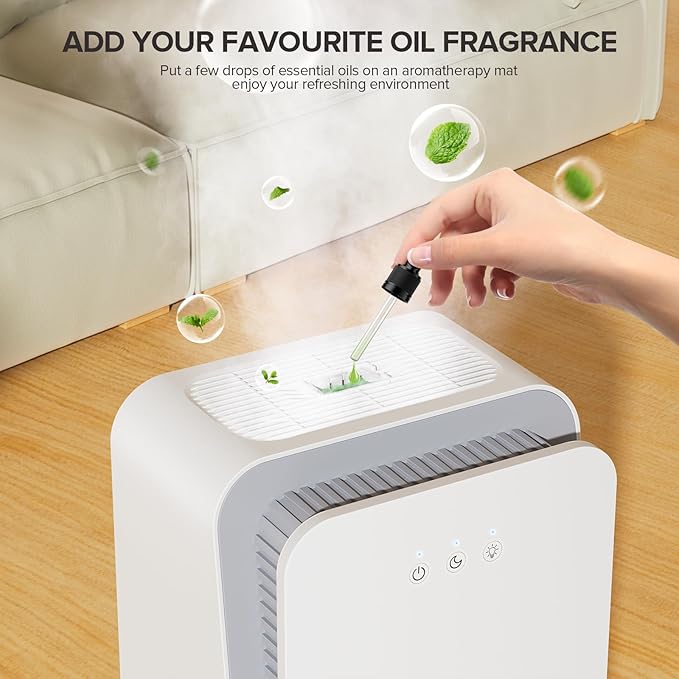 Dehumidifier for Home,1000 sq.ft Dehumidifier for Basement Bathroom Bedroom with Auto Shut Off, Built-in Aromatherapy Diffuser,7 Colors LED Light, Quiet Dehumidifiers with Sleep Mode(CS08-Cream)