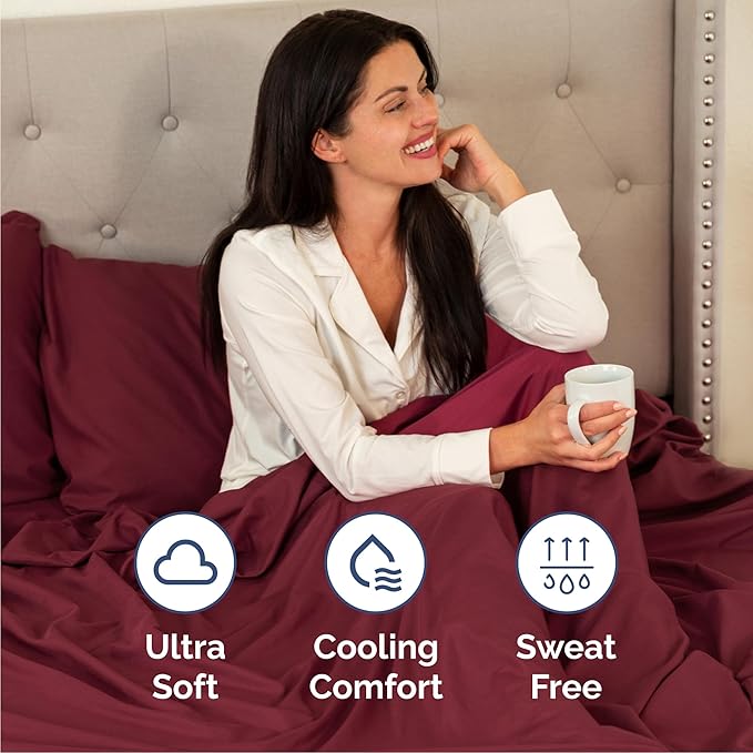 Queen 6 Piece Sheet Set - Comfy, Breathable & Cooling - Hotel Luxury Bedding for Women, Men, Kids, Teens & Children - 1 Flat & 1 Fitted Sheet & 4 Pillowcases w/ Deep Pockets - Wrinkle Free - Burgundy