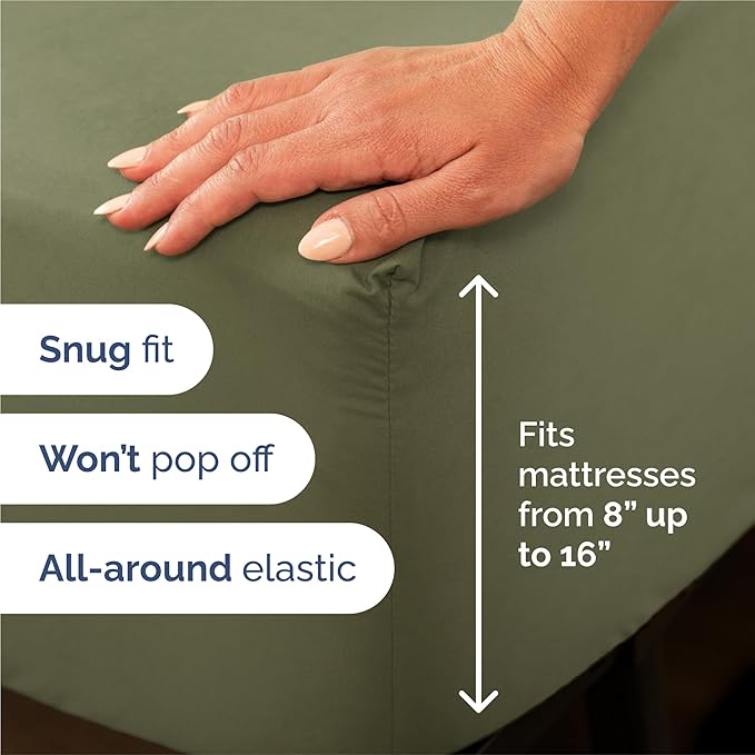 Split King 7 Piece Sheet Set - Comfy, Breathable & Cooling - Soft Hotel Luxury Bedding for Women, Men, Kids, Teens & Children - 1 Flat & 2 Fitted Sheets & 4 Pillowcases w/ Deep Pockets - Sage Green