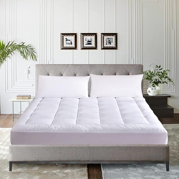 WhatsBedding Waterproof Mattress Pad Twin XL Size Cotton Top Down Alternative Filling Pillowtop Mattress Topper Cover-Fitted Quilted (Waterproof Twin XL)