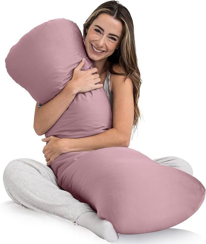 SleepCloud Weighted Body Pillow 8lbs - Weighted Pillow for Deeper Sleep (48" x 14") - Cooling Body Pillows for Adults, Side Sleeper Body Pillows with Cover (X-Large/Blossom)