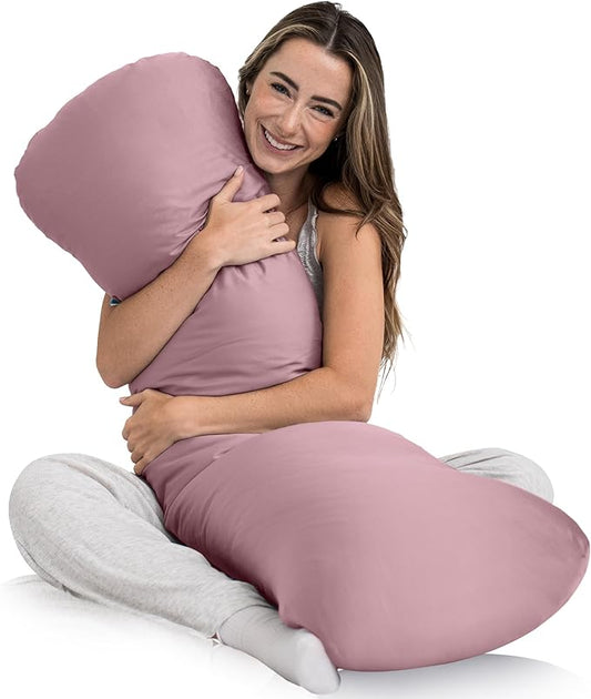SleepCloud Weighted Body Pillow 8lbs - Weighted Pillow for Deeper Sleep (48" x 14") - Cooling Body Pillows for Adults, Side Sleeper Body Pillows with Cover (X-Large/Blossom)