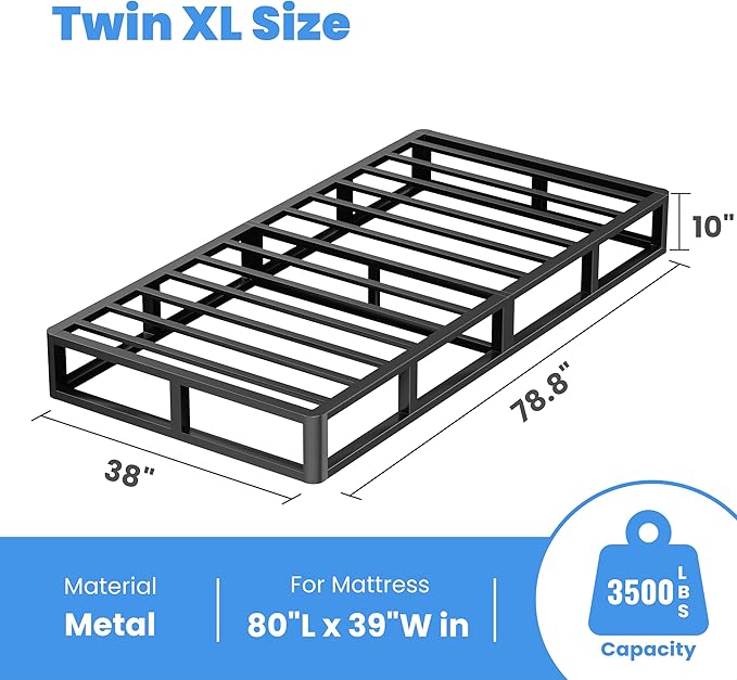 ROIL 10 Inch Twin XL Box Spring, Heavy Duty Metal Box Spring Mattress Foundation with Fabric Cover, 3500lbs Max Weight Capacity, Easy Assembly, Noise Free, Non-Slip