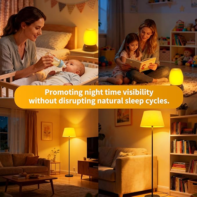 1800K Amber Light Bulbs for Sleep, 99.99% Blue Light Blocking Warm Light Bulbs, 5W Dim Amber Light for Mood Soothing, Baby Nursery, Bedroom, E26/E27 for Most Lamps, 3 Pack