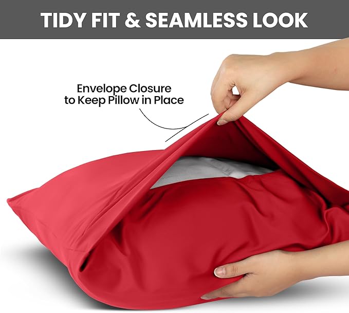 Utopia Bedding Queen Pillow Cases - 2 Pack - Envelope Closure - Soft Brushed Microfiber Fabric - Shrinkage and Fade Resistant Pillow Covers Queen Size 20 X 30 Inches (Queen, Red)