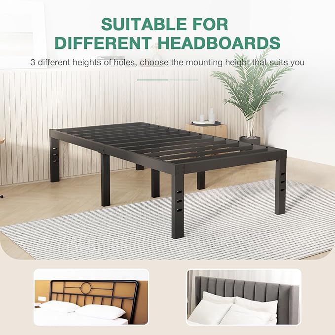 Novilla Twin Bed Frame, 14 Inch Metal Platform Bed Frame Twin Size with Storage Space Under Bed, Heavy Duty Steel Slat Support, Easy Assembly, No Box Spring Needed