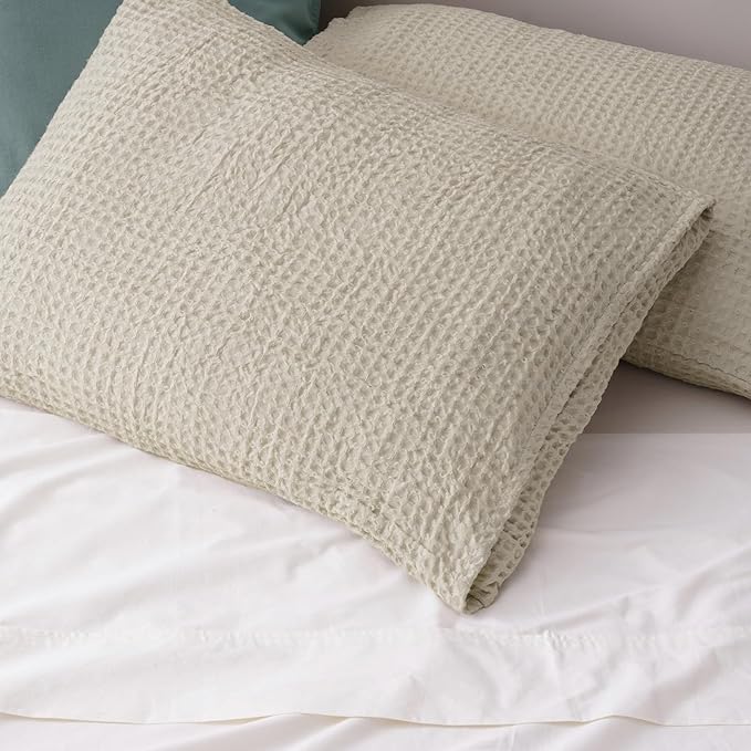 PHF Ultra Soft Waffle Weave Pillow Shams Queen Size, No Insert, 2 Pack 20" x 30" Pillowcases,Breathable & Skin-Friendly Pillow Cases, Stylish Decorative Bed Pillow Cases Covers, Linen