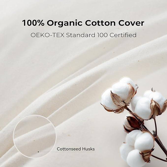 UNIKOME White Goose Down Feather Gusseted Pillows - 100% Organic Cotton Cover - King Size Pillow Set of 2, Made in Japan Pillow for Sleeping