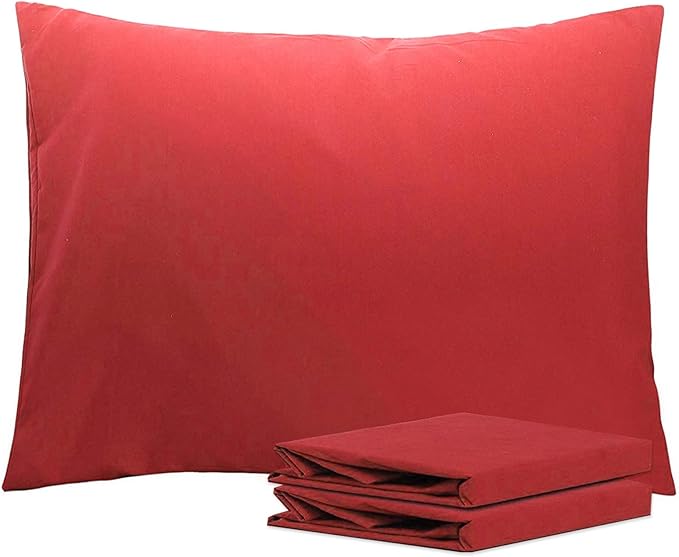 NTBAY Standard Pillowcase Set - 2 Pack Brushed Microfiber 20x26 Pillowcases - Soft, Wrinkle-Free, Fade-Resistant, Stain-Resistant, Wine Red Pillowcases with Envelope Closure - 20x26 Inches, Wine Red