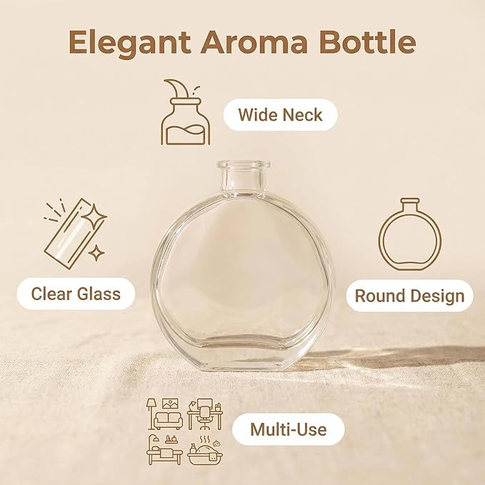 Clear 150ml/5oz Empty Glass Diffuser Bottle - Aromatherapy Storage Container for DIY Replacement Diffuser Sticks Sets, Crafts & Decor