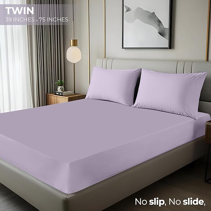 Utopia Bedding Twin Fitted Sheet - Bottom Sheet - Deep Pocket - Soft Microfiber -Shrinkage and Fade Resistant-Easy Care -1 Fitted Sheet Only (Lavender)