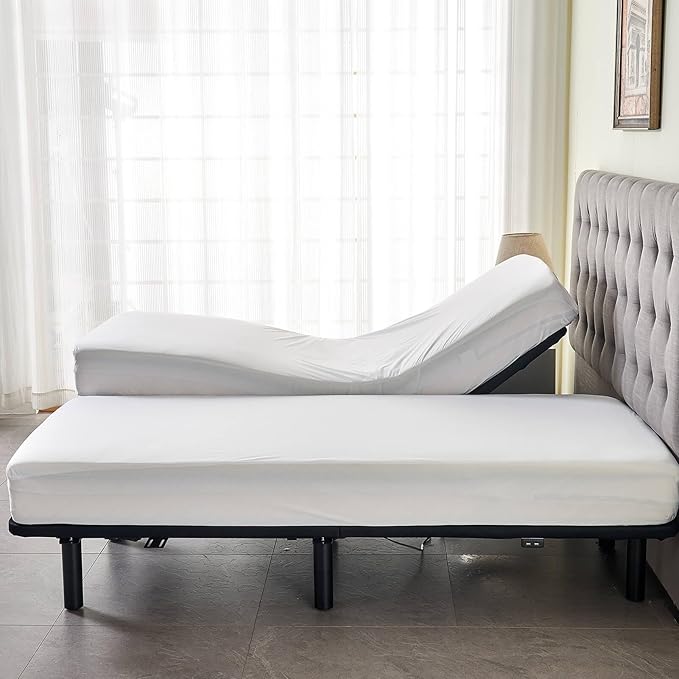 Waterproof Split King Mattress Protector for Adjustable Bed 2PCs Mattress Cover in 1 Package with Enhanced Elastic Band to Stay in Place