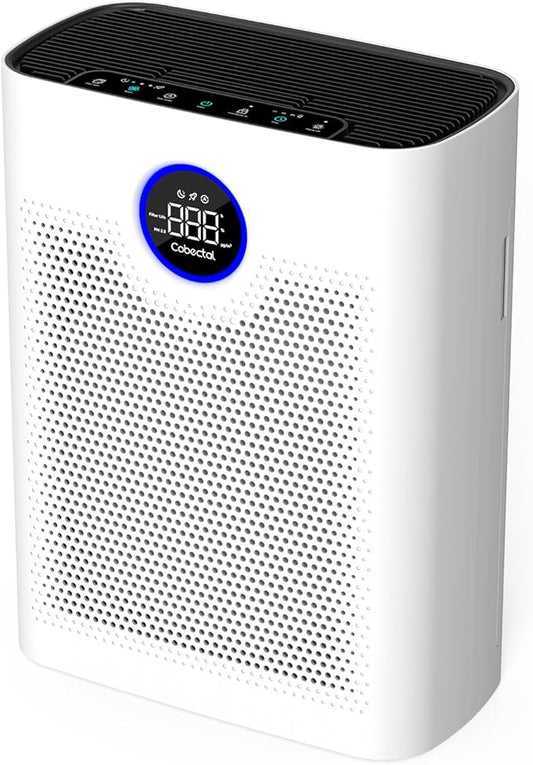 Air Purifiers for Home Large Room Up to 2216 Ft², Cobectal Pet Air Cleaner with 3-in-1 Filter, PM2.5 Air Quality Sensor, Aroma Function, Room Air Purifier for Home, Office, RVs, White