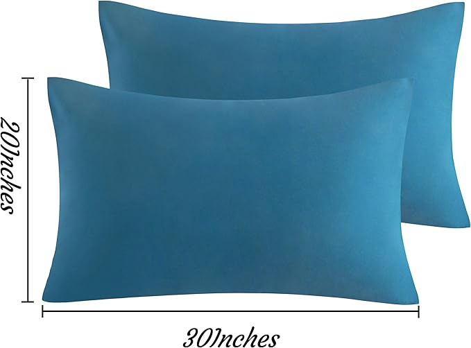 NTBAY Queen Pillow Cases Set of 2, 2 Pack Brushed Microfiber 20x30 Pillow Cases, Soft, Wrinkle, Fade, Stain Resistant Teal Blue Pillow Cases with Envelope Closure, 20x30 Inches, Teal Blue