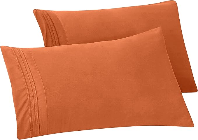 Elegant Comfort Solid Pillowcases 1500 Premium Hotel Quality Microfiber - Smooth Weave, Wrinkle and Fade Resistant, Easy Slip-On, 2-Piece Set, King Pillowcase, Coral