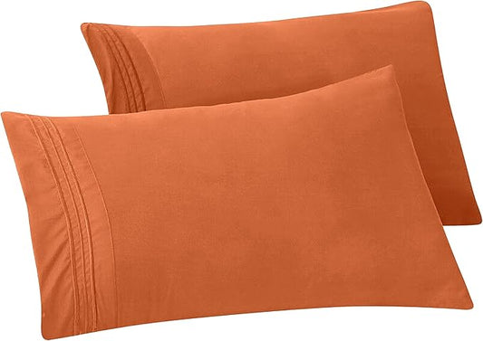 Elegant Comfort Solid Pillowcases 1500 Premium Hotel Quality Microfiber - Smooth Weave, Wrinkle and Fade Resistant, Easy Slip-On, 2-Piece Set, King Pillowcase, Coral