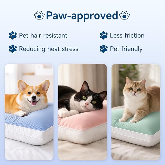 MEELUS Silky Soft Pillows Queen Size Set of 2, Luxury Hotel Down Alternative Bed Pillows 2 Pack for Side Back Stomach Sleepers, Gusseted Supportive, Machine Washable, Cooling Blue, 20" x 30"