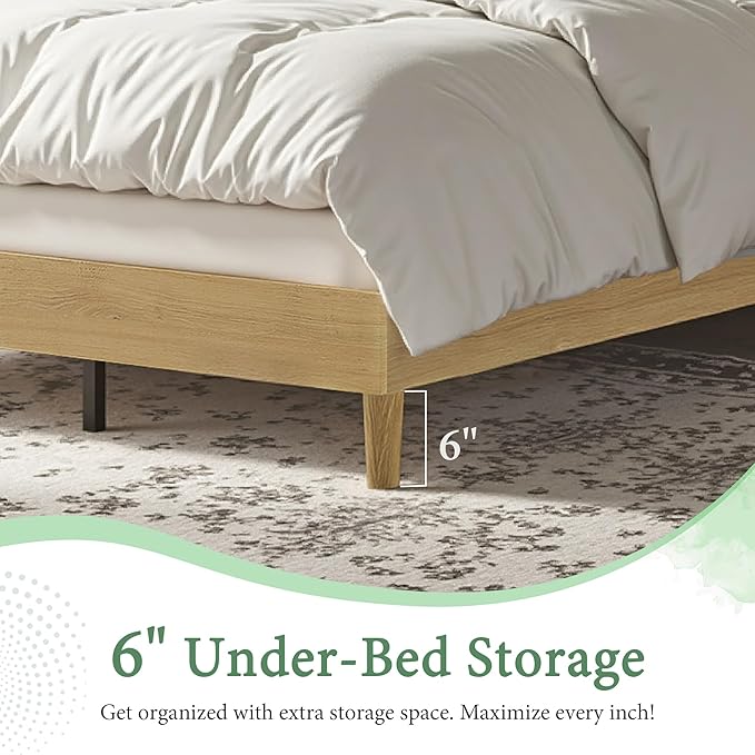 VECELO Twin Size Bed Frame Set of 2, Upholstered Platform with Height-Adjustable Cotton and Linen Headboard, Heavy Duty Wood Slats, Noise-Free, No Box Spring Needed, Easy Assembly, Beige