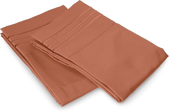 Elegant Comfort Luxury Ultra-Soft 2-Piece Pillowcase Set - 1500 Premium Hotel Quality Microfiber Double Brushed - Wrinkle Resistant, King Size, Coral