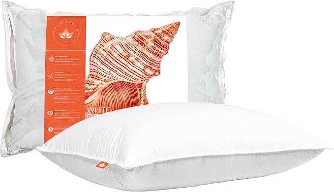 Canadian Down & Feather Co. – 1 Pack Soft 625 Fill Power White Down Sleeping Pillow King Size - 500 Thread Count Shell 100% Cotton - Made in Canada