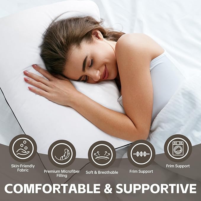 HIMOON Bed Pillows for Sleeping 4 Pack,Queen Size Cooling Pillows Set of 4,Top-end Microfiber Cover for Side Stomach Back Sleepers