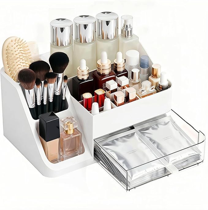 Makeup Organizer with Drawers,Large Countertop Makeup Organizers for Vanity,Storage Box Cosmetic Display Cases,Top Dresser and Bathroom,Dresser, Desk, Kitchen, Countertop