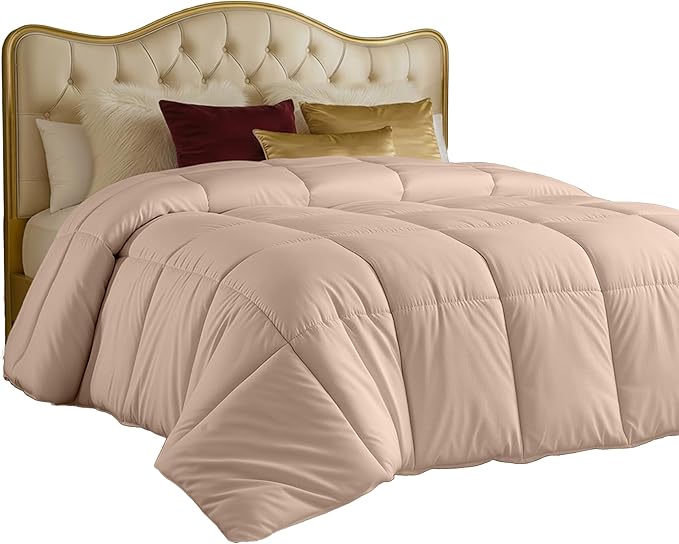 Utopia Bedding Comforters Queen Size, All Season Duvet Insert, Down Alternative Box Stitched Bed Comforter with Corner Tabs, Machine Washable (Beige)