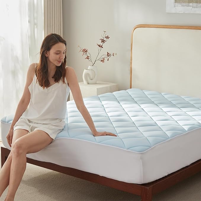 SureFit King Size Memory Foam Mattress Topper, Cooling Gel-Infused Mattress Pad, Breathable Ventilated Design, Fits Mattresses 8-20” Deep, Medium Plush Comfort,Cooling for Hot Sleepers
