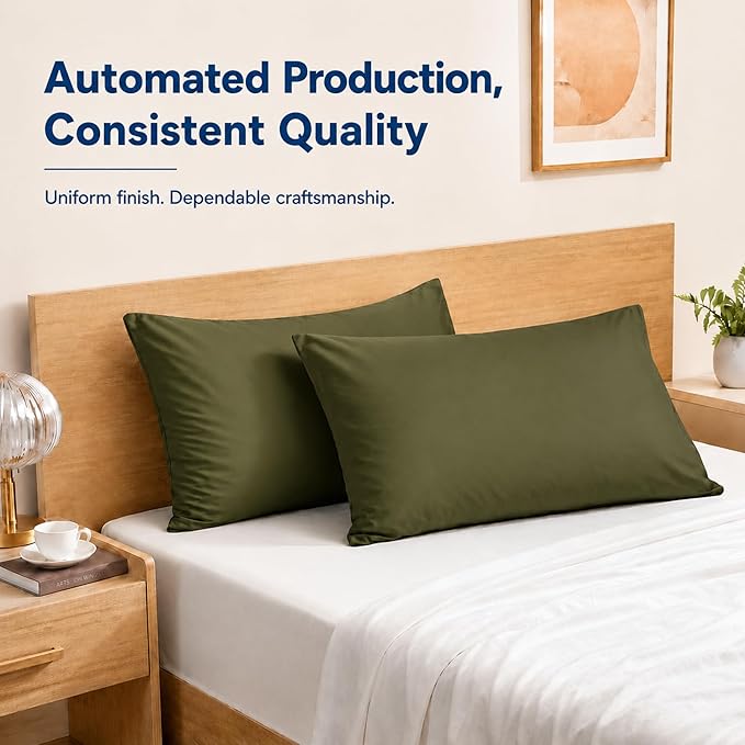ZPECC Pillow Cases Standard Size Set of 12, 20x26 Envelope Closure Pillowcases, Soft Plain Brushed Microfiber Covers Hypoallergenic Breathable, Olive Green