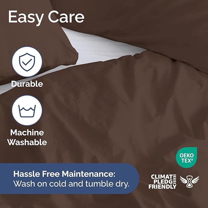 Duvet Cover Queen Size Set - Extra Soft Queen Duvet Cover 90" x 90" with 2 Pillow Shams - Hotel Luxury, Easy Care and Fade Free w/ Zipper Closures & Ties - All Season, Comfy, Cozy & Breathable (Brown)