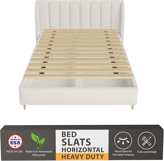 Greaton, 0.68-Inch Horizontal Wooden Bunkie Board/Bed Slats, 72" x 54", Beige