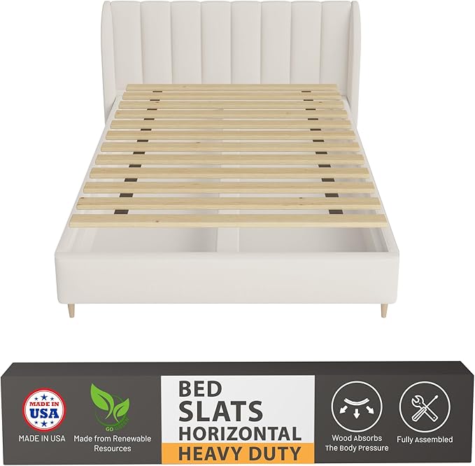 Greaton, 0.68-Inch Heavy Duty Horizontal Wooden Bunkie Board/Bed Slats, 72" x 39", Beige