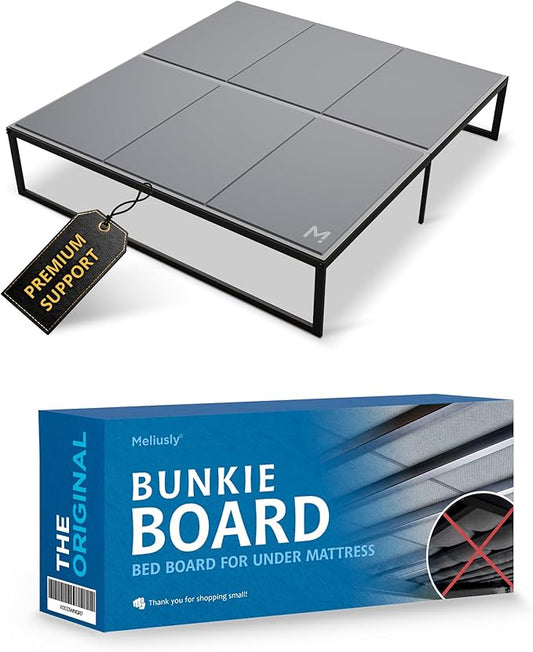 Meliusly Low Profile Bunkie Board King Size (76x80) - Non-Slip Breathable Bed Support Board for Slatted Bed Frame, Anti-Sag Under Bed Support, Noise Minimizing Moisture Resistant Bed Board