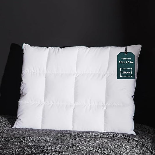 Three Geese Ultra Thin Flat Goose Down Feather Pillows for Sleeping Standard Size, 2.5" Height, 100% Cotton Cover, Ultra Slim Hotel Collection Bed Pillow for Stomach, Back Sleeper, 18x26 in.